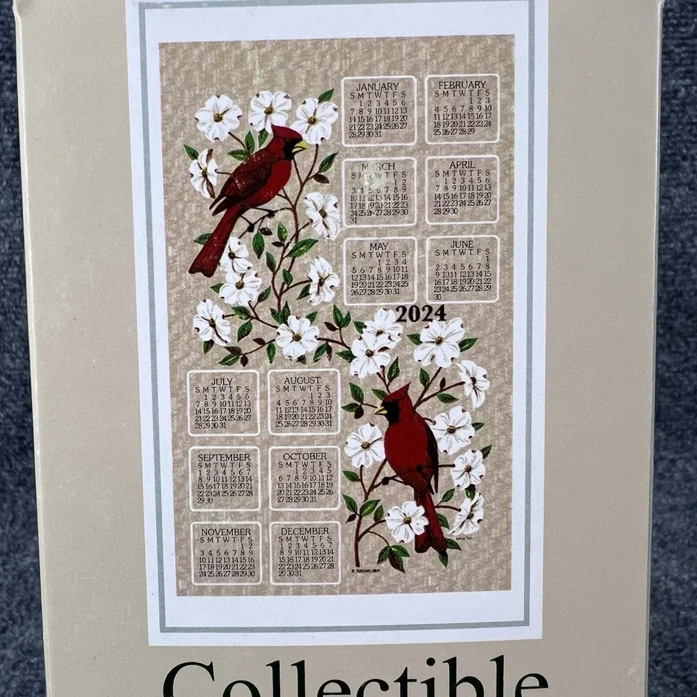 2024 Kay Dee Designs Calendar Tea Towel Cardinals Dogwoods 17